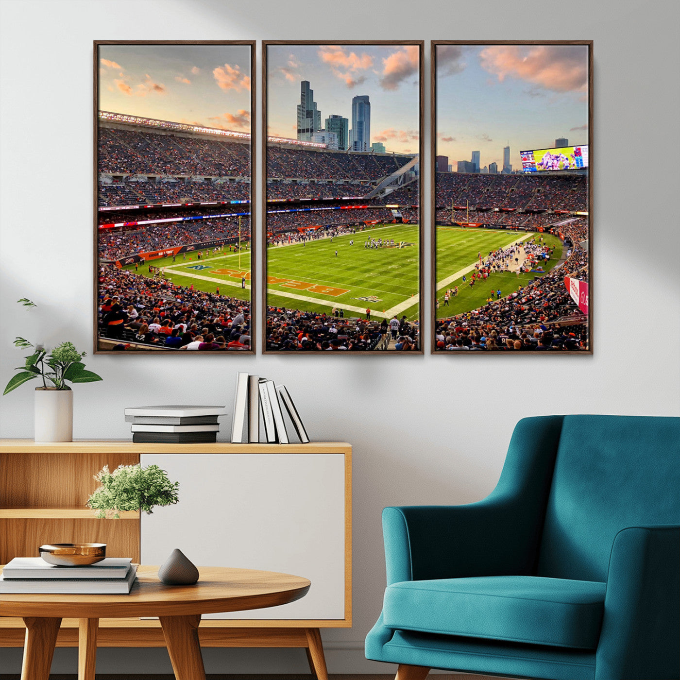 55377093-MGV-CV-36X24-Soldier Field Wall Art – Panoramic Chicago Bears Football Stadium Canvas Print, Game Day Sports Decor for Man Cave, Bar, Office,