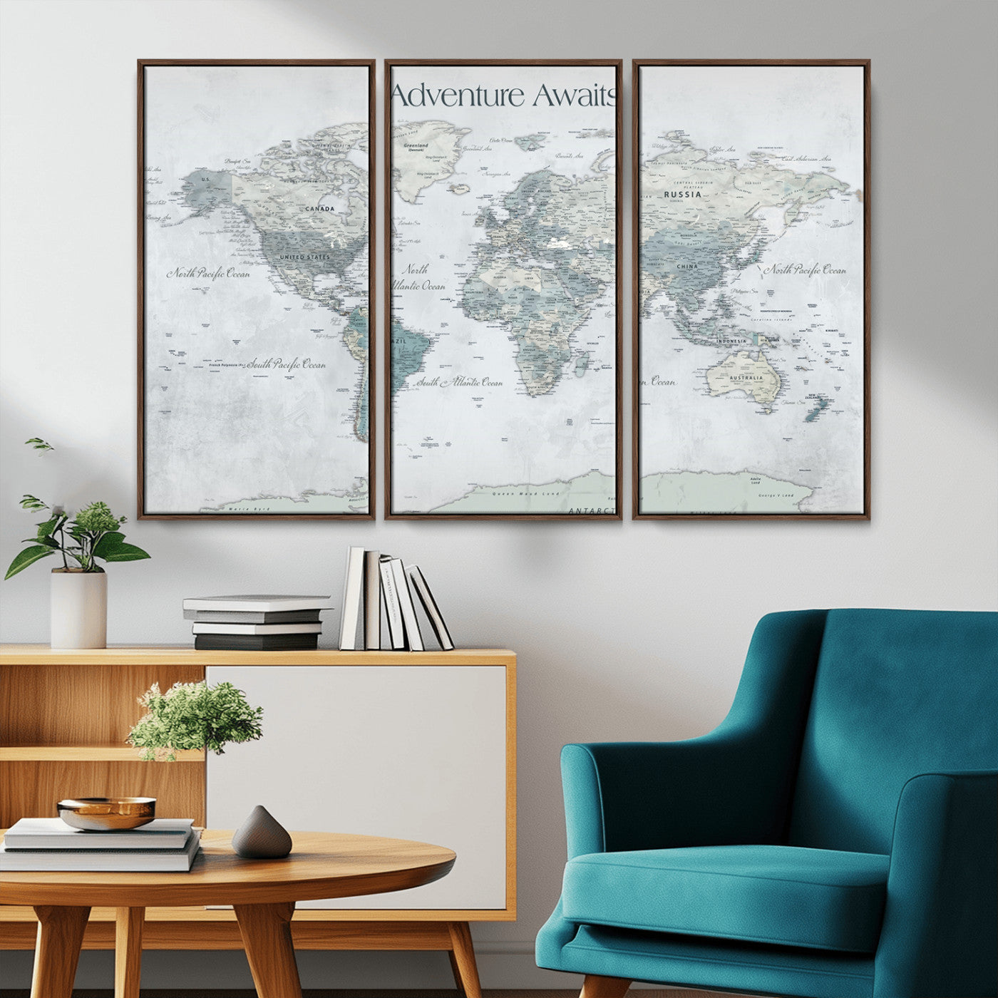 TEST111-MGV-CV-36X24-Personalized Adventure Awaits Push Pin World Map – Custom Framed Travel Tracker Canvas Wall Art for Home, Office