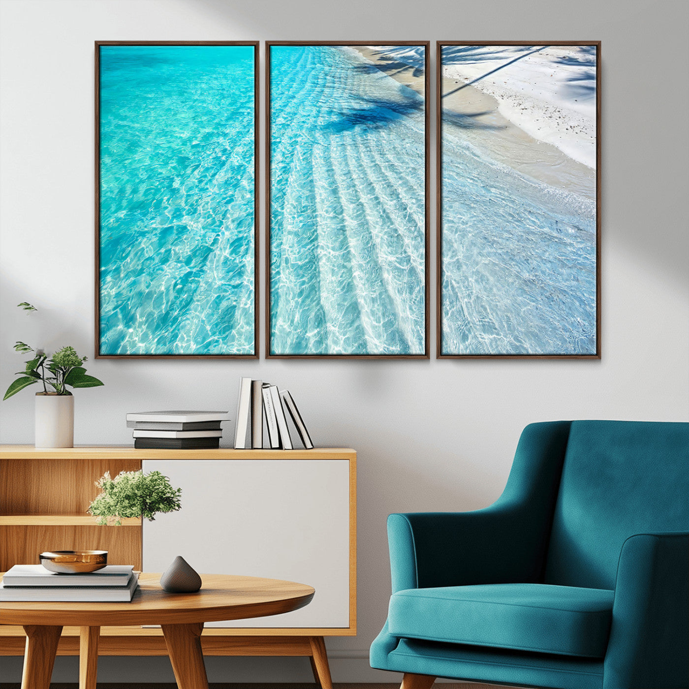 68127042-MGV-CV-36X24-Beach Wall Art – Tropical Ocean Canvas Print, Clear Water and White Sand Photography Decor for Bedroom, Living Room, Office,