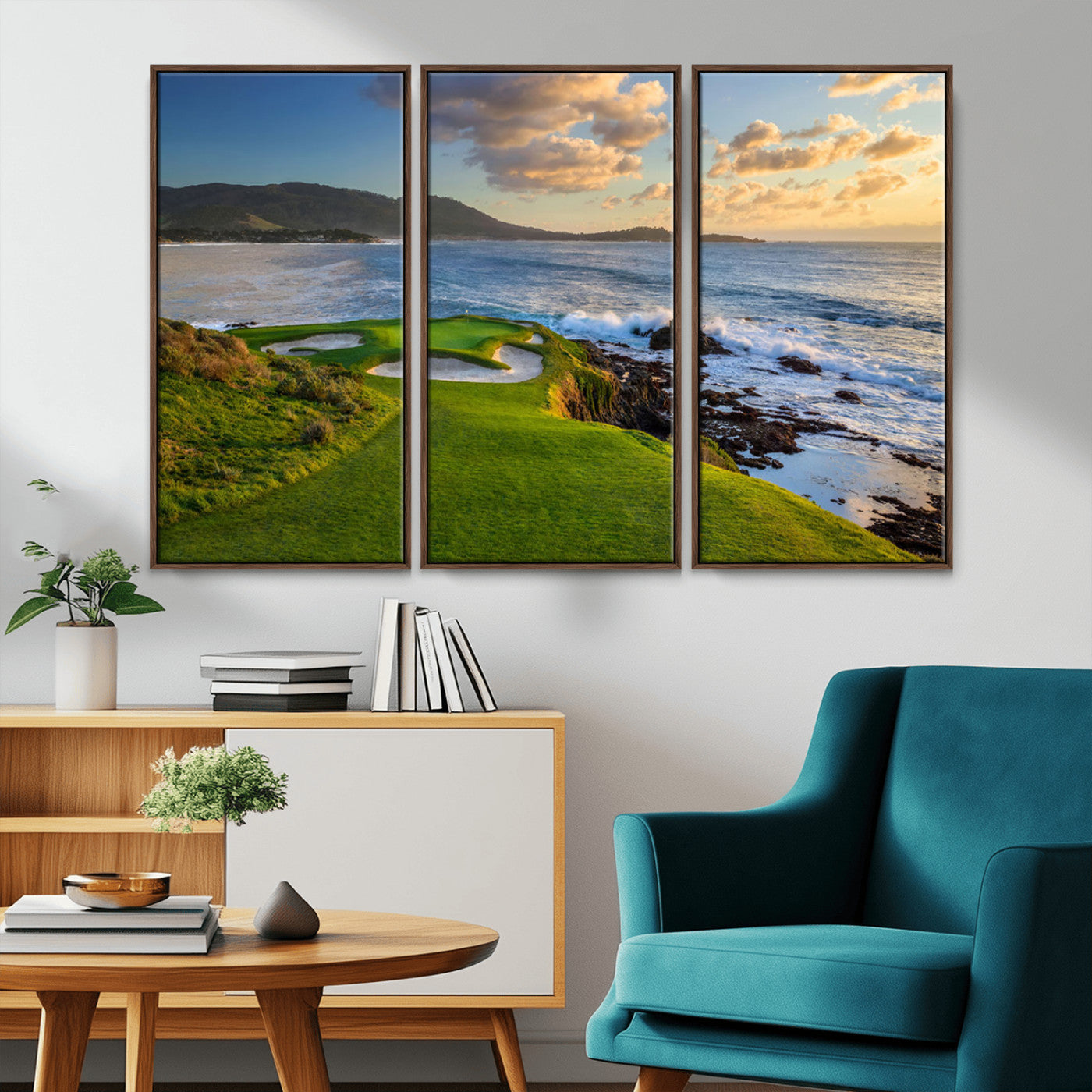 67486665-MGV-CV-36X24-Golf Course Wall Art – Pebble Beach Oceanfront Canvas Print, Coastal Fairway Photography Sports Decor for Living Room, Office, Man