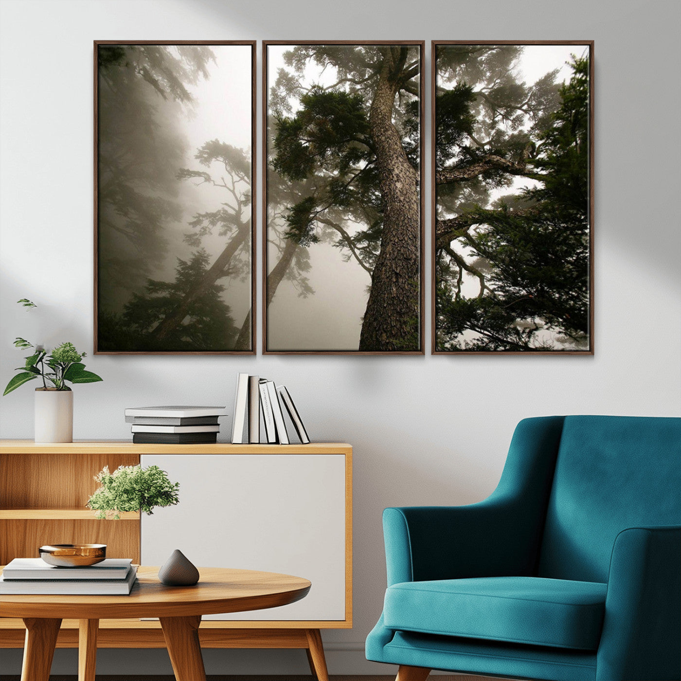 87969493-MGV-CV-36X24-Forest Wall Art – Misty Tall Trees Canvas Print, Dramatic Woodland Photography Decor for Bedroom, Living Room, Office, Cabin,