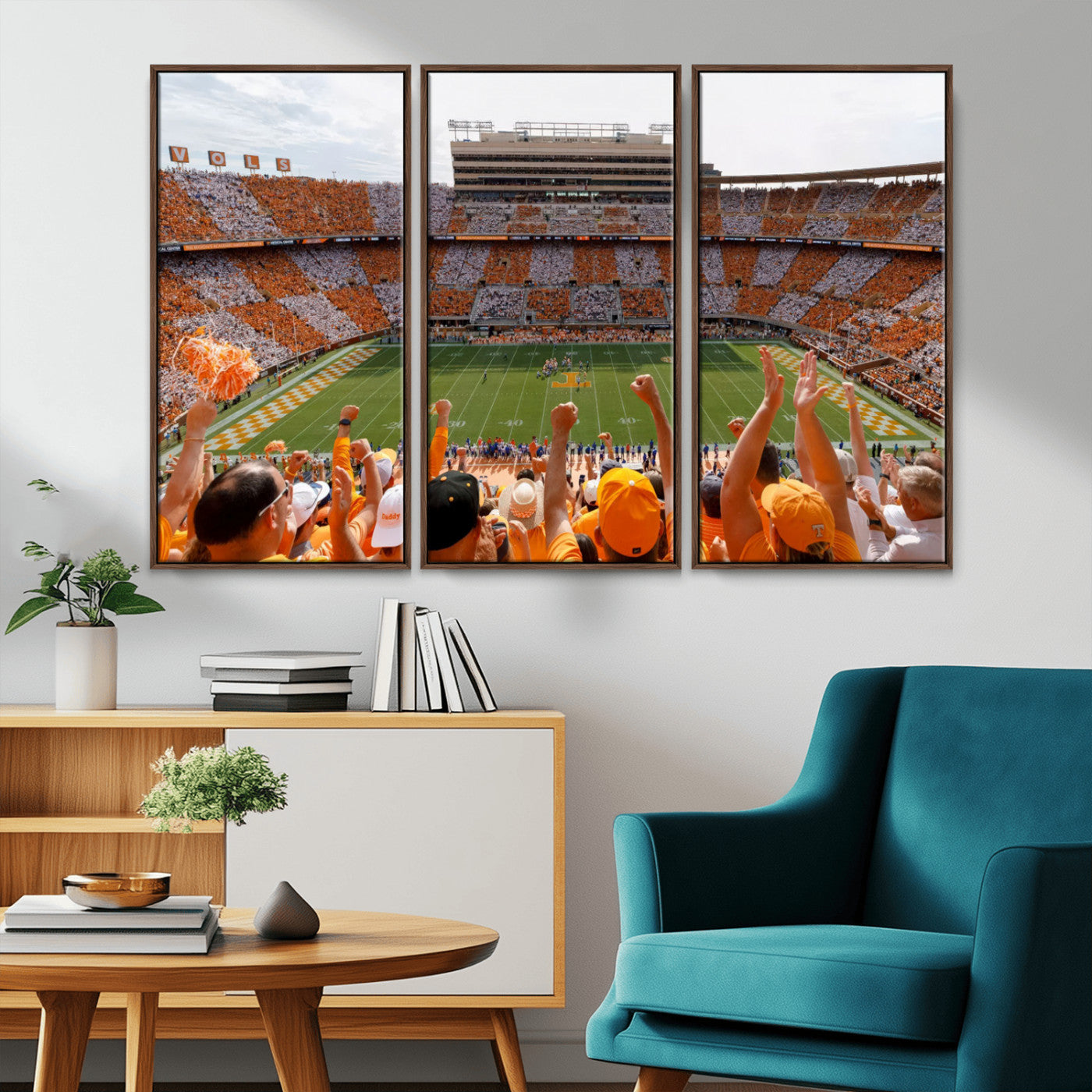 76011417-MGV-CV-36X24-Neyland Stadium Wall Art – Panoramic Tennessee Volunteers Checkerboard Crowd Canvas Print, Day Game Football Celebration Sports