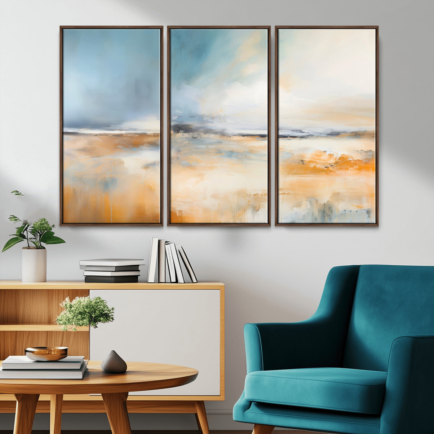 12135-MGV-CV-36X24-Soft Horizon Wall Art Canvas Print, Framed Golden Field Art Picture Print, Dreamy Horizon Perfect Minimalist Earthy Decor Artwork