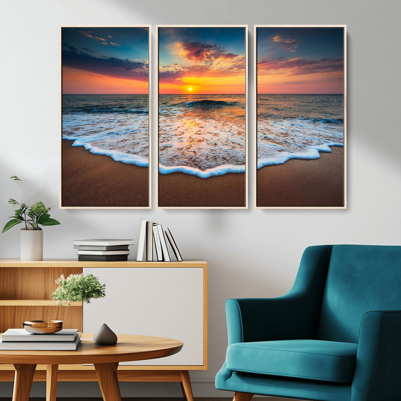 87032-MGV-CV-36X24-Ocean Sunset Wall Art – Stunning Beach Canvas Print with Vibrant Sky, Calm Waves, and Golden Horizon, Perfect Coastal Decor for