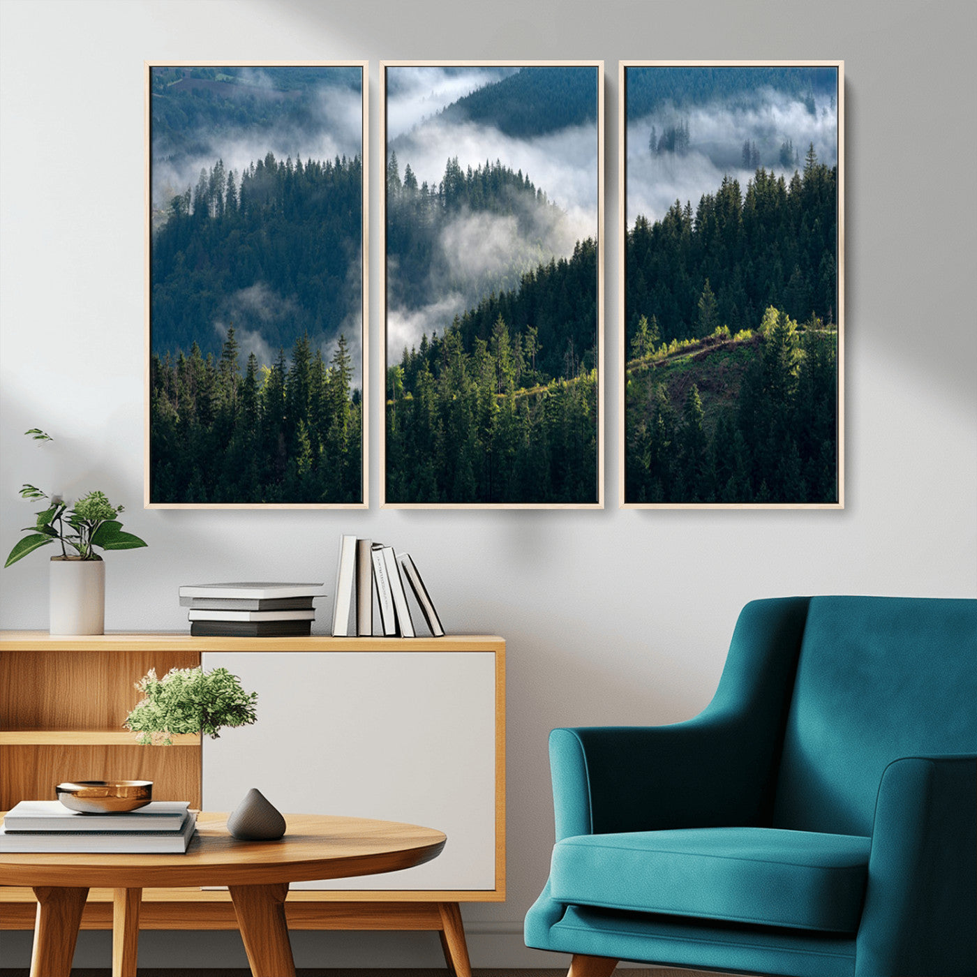 55972-MGV-CV-36X24-Whispering Pines Wall Art – Panoramic Misty Forest Canvas Print, Serene Nature Decor for Home, Office or Cabin Retreat