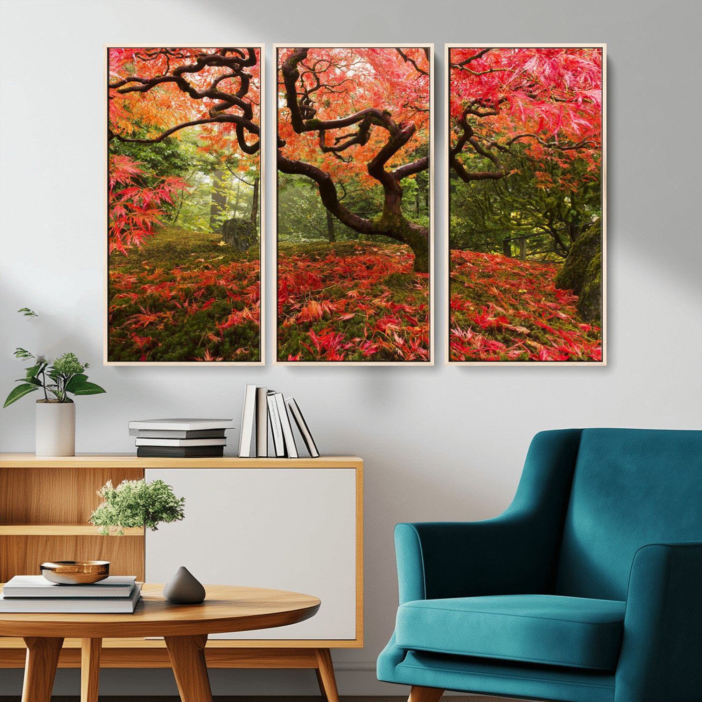 73343-MGV-CV-36X24-Autumn Maple Wall Art – Panoramic Vibrant Red Maple Tree Canvas Print, Seasonal Nature Decor for Office, Living Room or Garden