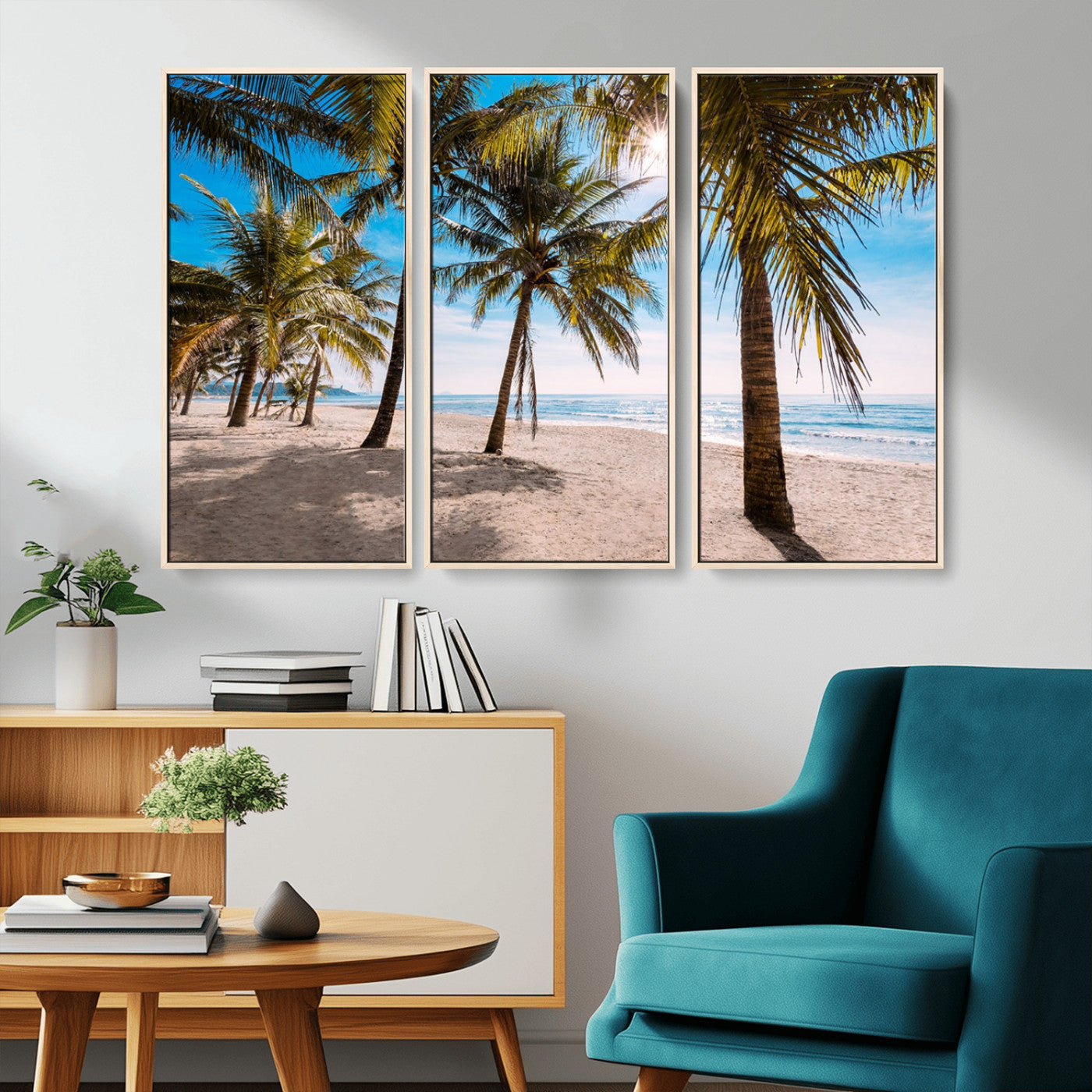 98175-MGV-CV-36X24-Tropical Palm Beach Wall Art – Relaxing Ocean Shore Canvas Print with Palm Trees, Coastal Summer Decor for Living Room, Bedroom or