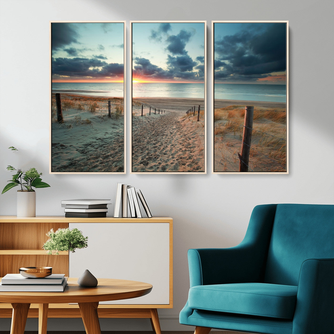 25788-MGV-CV-36X24-Sunset Beach Path Wall Art – Scenic Coastal Dunes and Ocean Canvas Print, Tranquil Seaside Landscape Decor for Living Room or