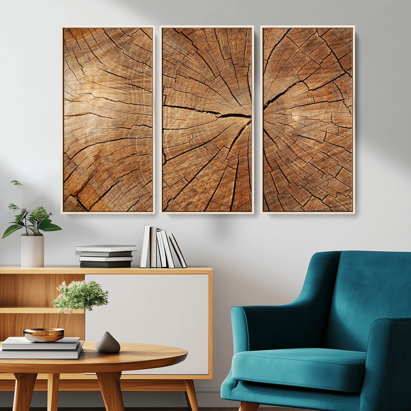 61710-MGV-CV-36X24-Tree Rings Wall Art – Rustic Wood Grain Canvas Print of Tree Trunk Cross Section, Nature Inspired Decor for Cabin, Office, Living