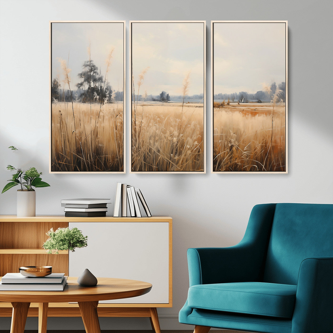38193-MGV-CV-36X24-Golden Meadow Wall Art – Serene Grassland Landscape Canvas Print, Rustic Nature Decor for Bedroom, Living Room or Farmhouse