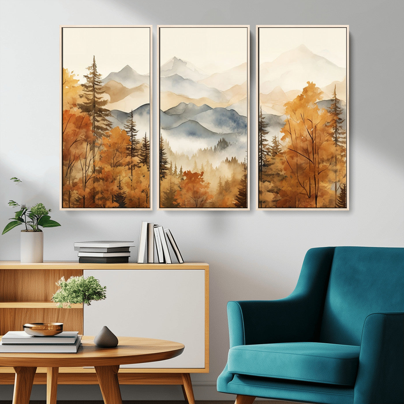 72950-MGV-CV-36X24-Autumn Mountain Forest Wall Art – Golden Fall Landscape Canvas Print, Nature-Inspired Home Decor for Living Room, Bedroom or