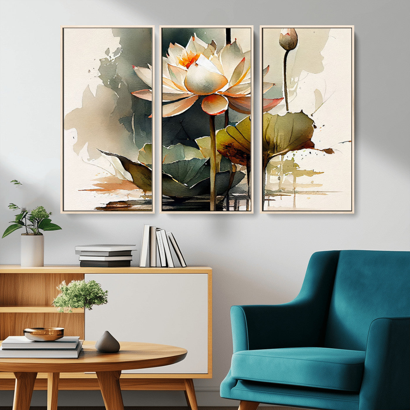 62531-MGV-CV-36X24-Lotus Flower Wall Art – Watercolor Botanical Canvas Print, Tranquil Nature Artwork for Living Room, Bedroom or Meditation Space