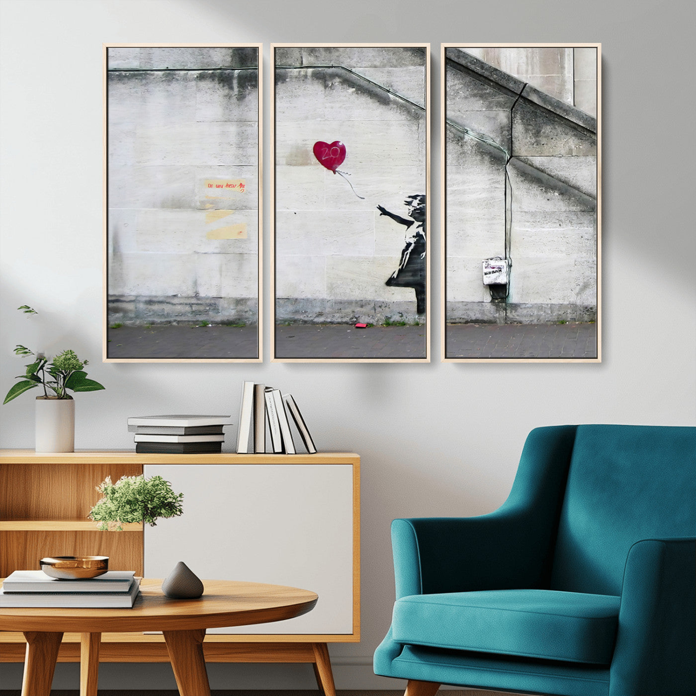 50559-MGV-CV-36X24-Banksy Girl with Balloon Wall Art – Famous Street Graffiti Canvas Print, Modern Urban Artwork for Living Room, Bedroom or Office