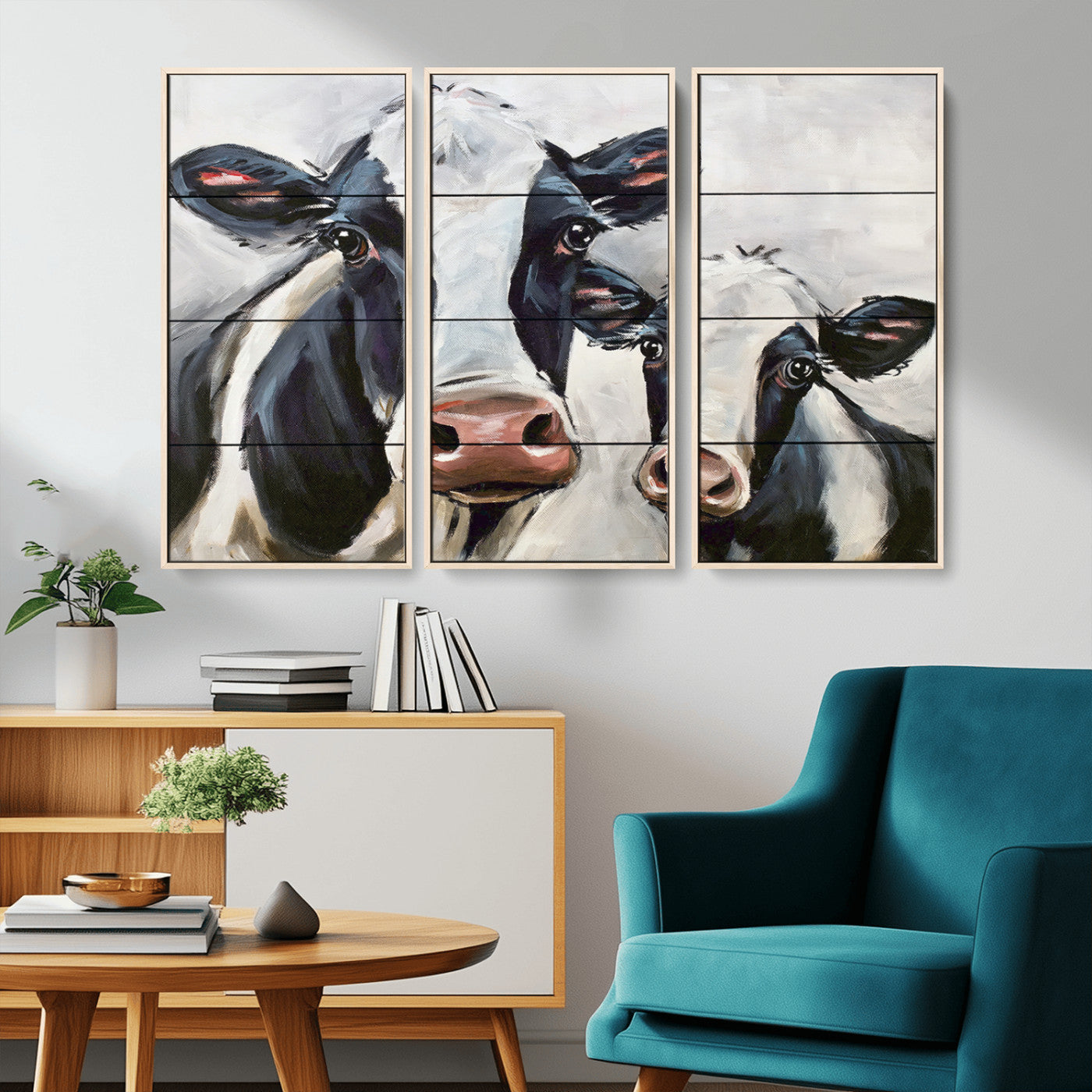28934-MGV-CV-36X24-Farmhouse Cow Wall Art – Rustic Black and White Dairy Cattle Canvas Print, Country Barn Animal Painting for Kitchen, Living Room