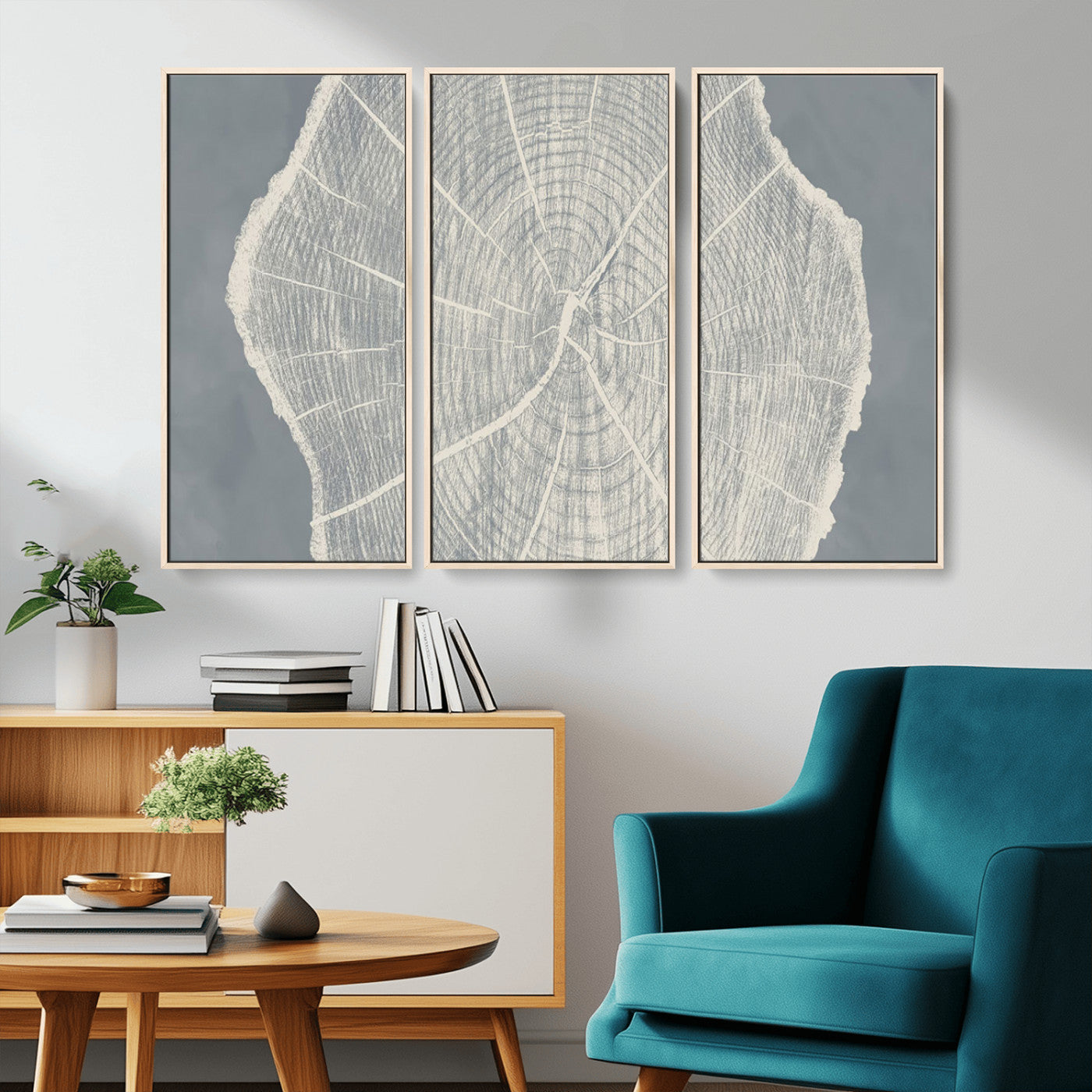 25547-MGV-CV-36X24-Tree Ring Wall Art Canvas Print, Framed Linocut Tree Ring Art Picture Print, Wood Texture Perfect Minimalist Farmhouse Decor