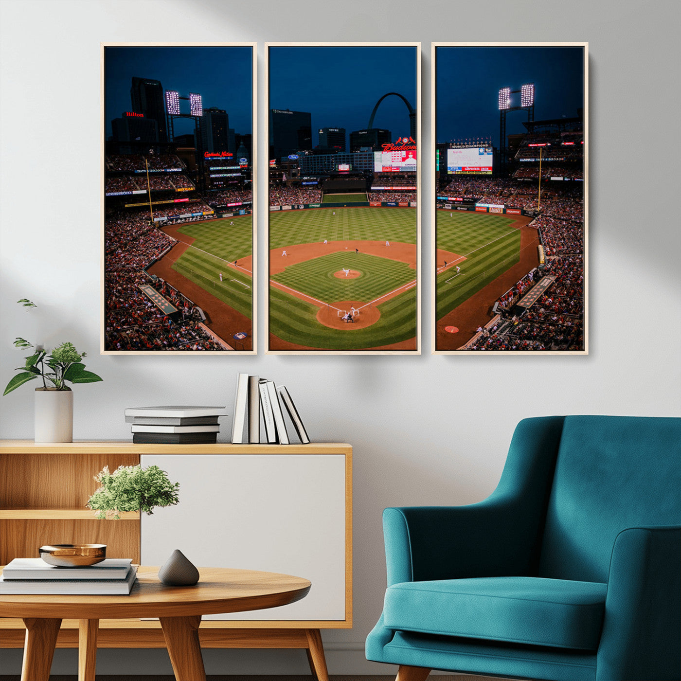 38612-MGV-CV-36X24-Busch Stadium Wall Art Canvas Print, Framed Missouri Stadium Art Picture Print, Busch Stadium Field Perfect Sports Room Decor