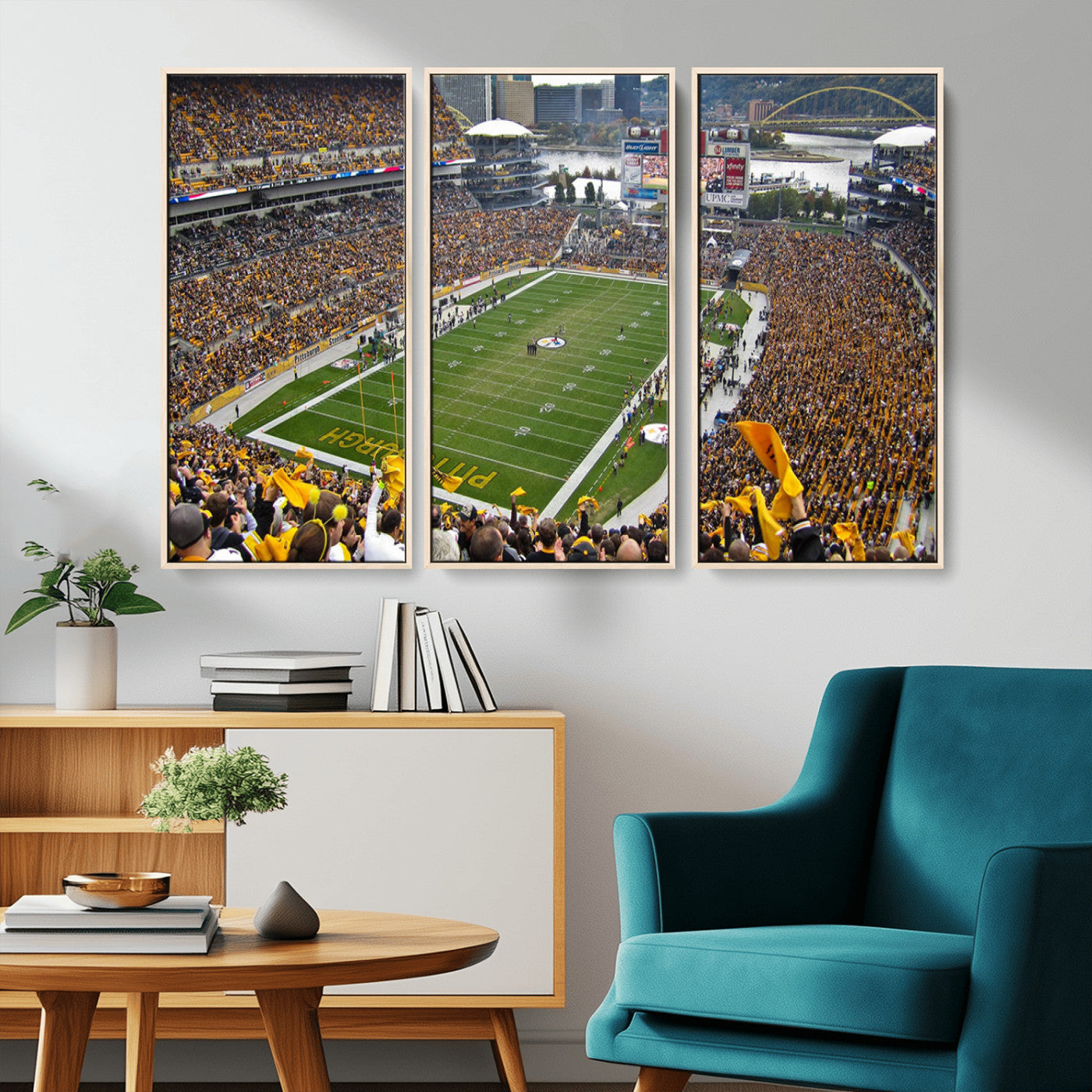 51419-MGV-CV-36X24-Heinz Field Wall Art Canvas Print, Framed Pittsburgh Stadium Field Art Picture Print, Heinz Stadium Field Perfect Sports Room