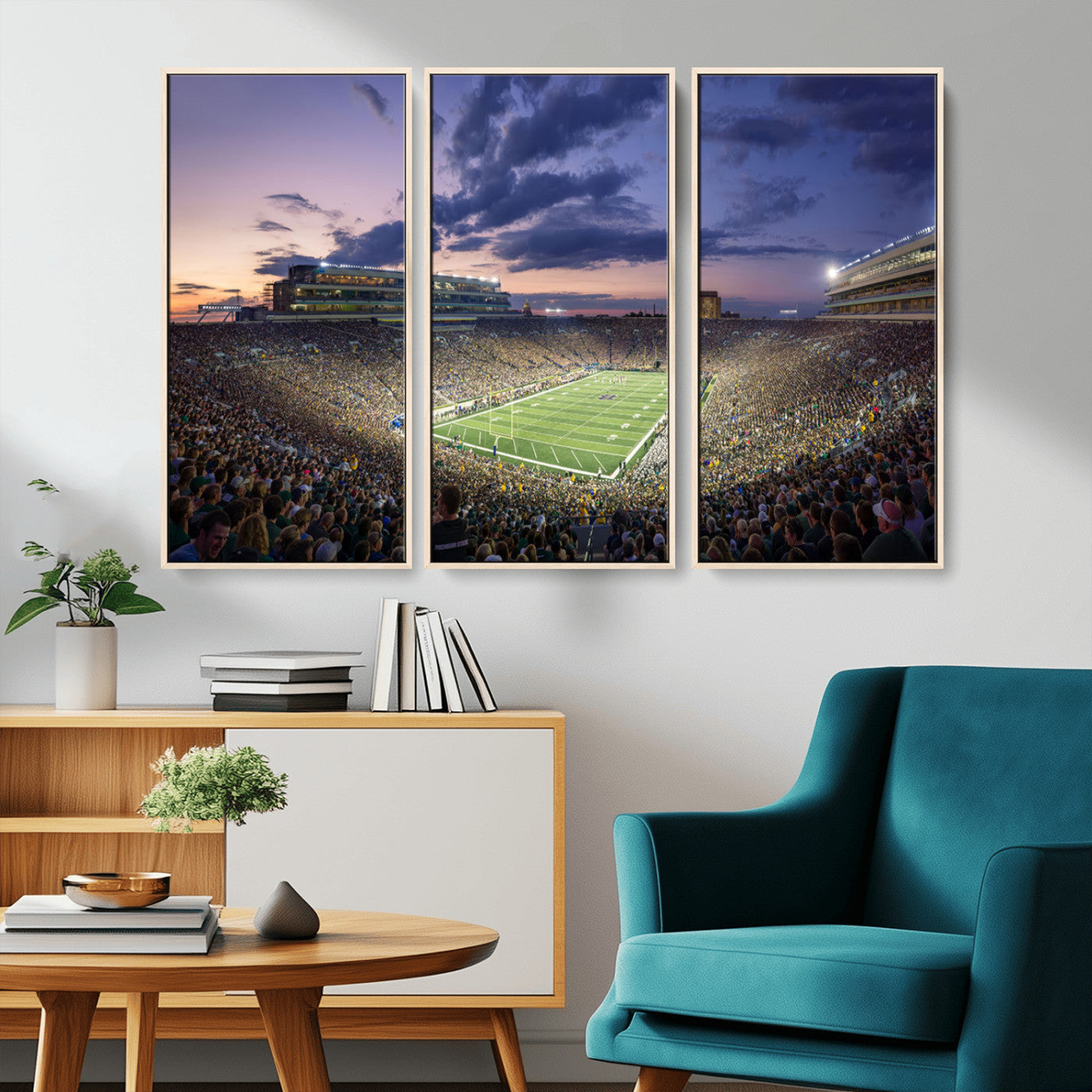 50825-MGV-CV-36X24-Notre Dame Stadium Wall Art Canvas Print, Framed Indiana Stadium Art Picture Print, Football Stadium Perfect Sports Room Decor