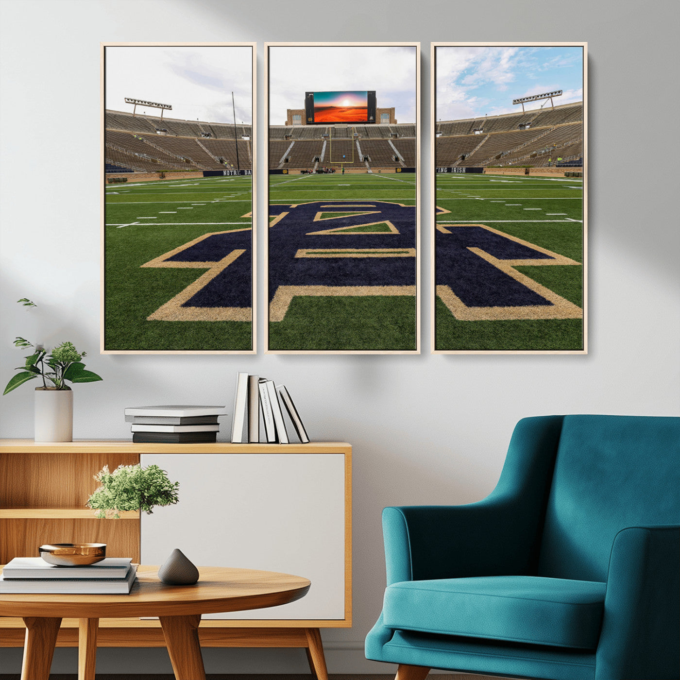 52835-MGV-CV-36X24-Notre Dame Stadium Wall Art Canvas Print, Framed Indiana Stadium Art Picture Print, Notre Dame Field Perfect Sport Room Decor
