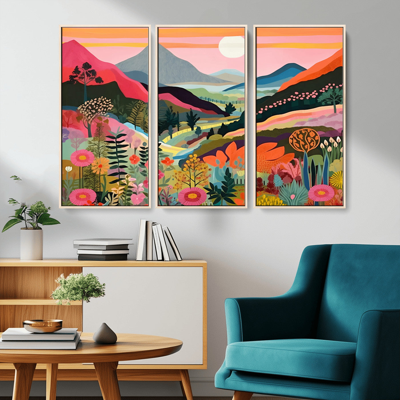 61376-MGV-CV-36X24-Floral Valley Wall Art – Panoramic Mountain Landscape Canvas Print, Vibrant Nature Decor for Living Room, Office, or Bedroom