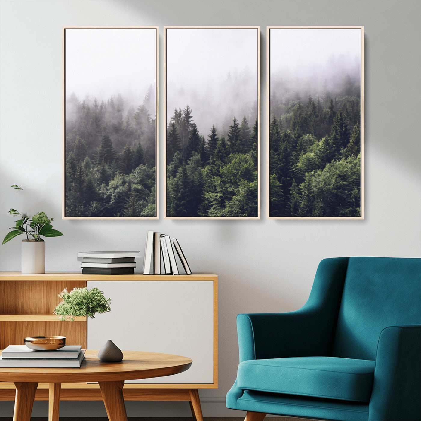 42578900-MGV-CV-36X24-Misty Pine Forest Wall Art – Tranquil Foggy Mountain Canvas Print, Nature Landscape Décor for Bedroom, Living Room, Cabin or