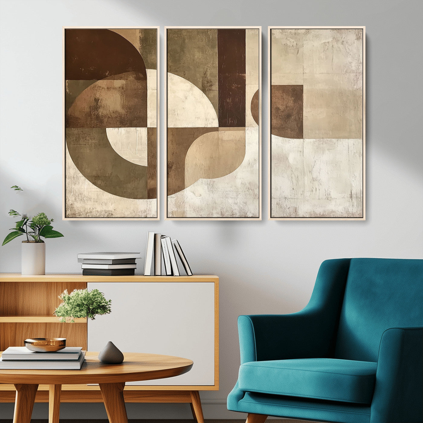 59767-MGV-CV-36X24-Abstract Geometric Shapes Wall Art – Modern Minimalist Canvas Print, Neutral Brown Beige Tan Artwork for Living Room, Bedroom,