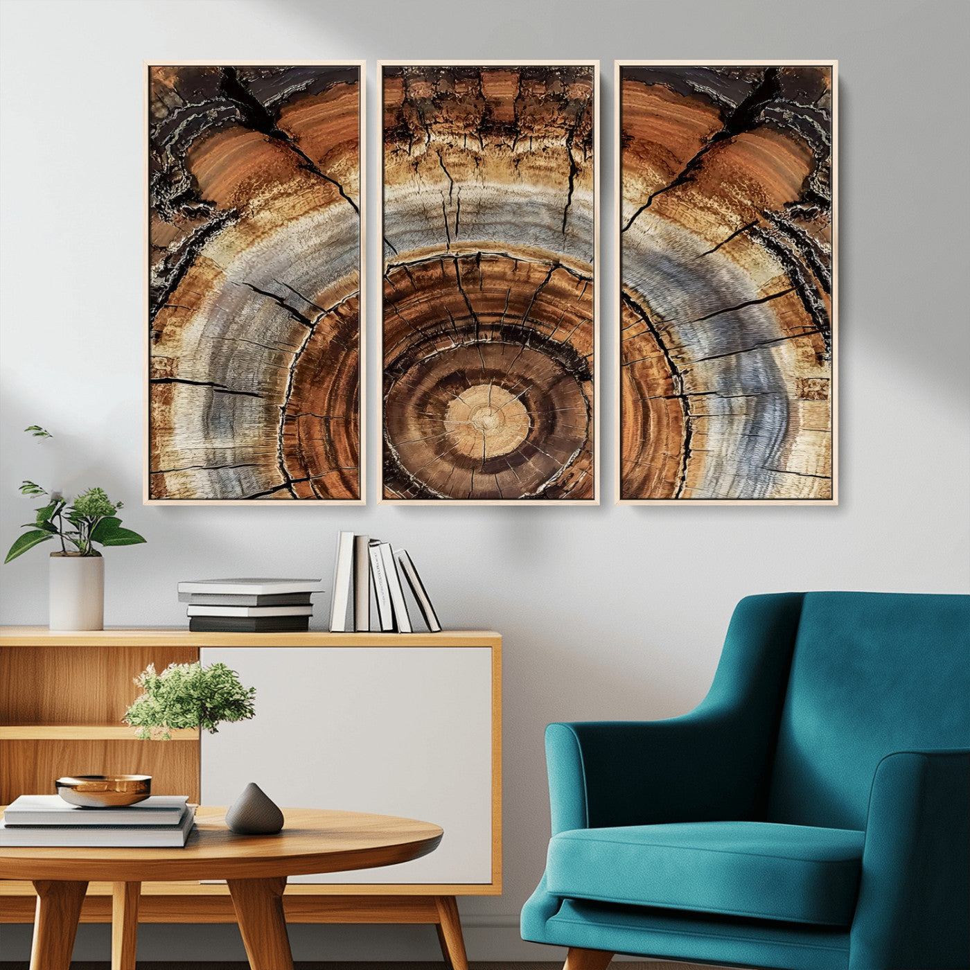 15184146-MGV-CV-36X24-Tree Rings Wall Art Canvas Print, Framed Wood Texture Art Picture Print, Rustic Pattern Perfect Rustic Organic Decor Artwork