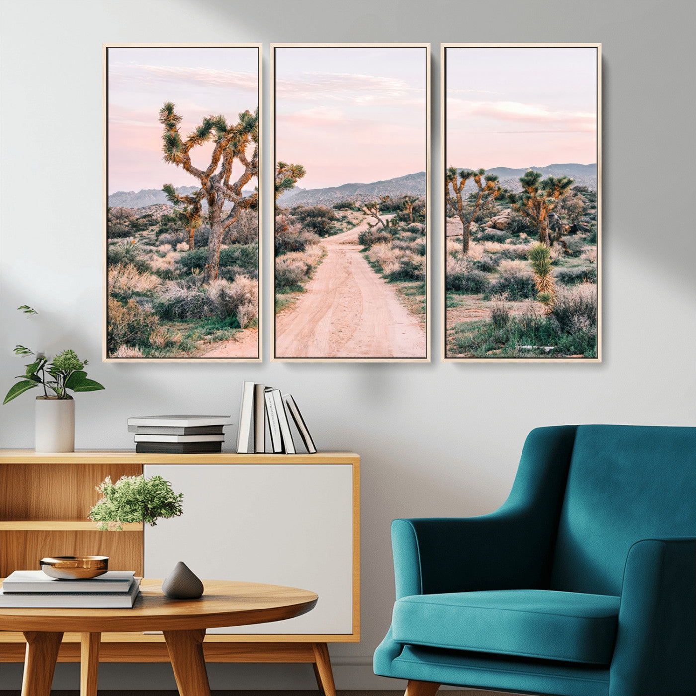 12540952-MGV-CV-36X24-Joshua Tree Park Wall Art Canvas Print, Framed Desert Road Art Picture Print, Sunset Drive Perfect Southwestern Boho Decor Artwork