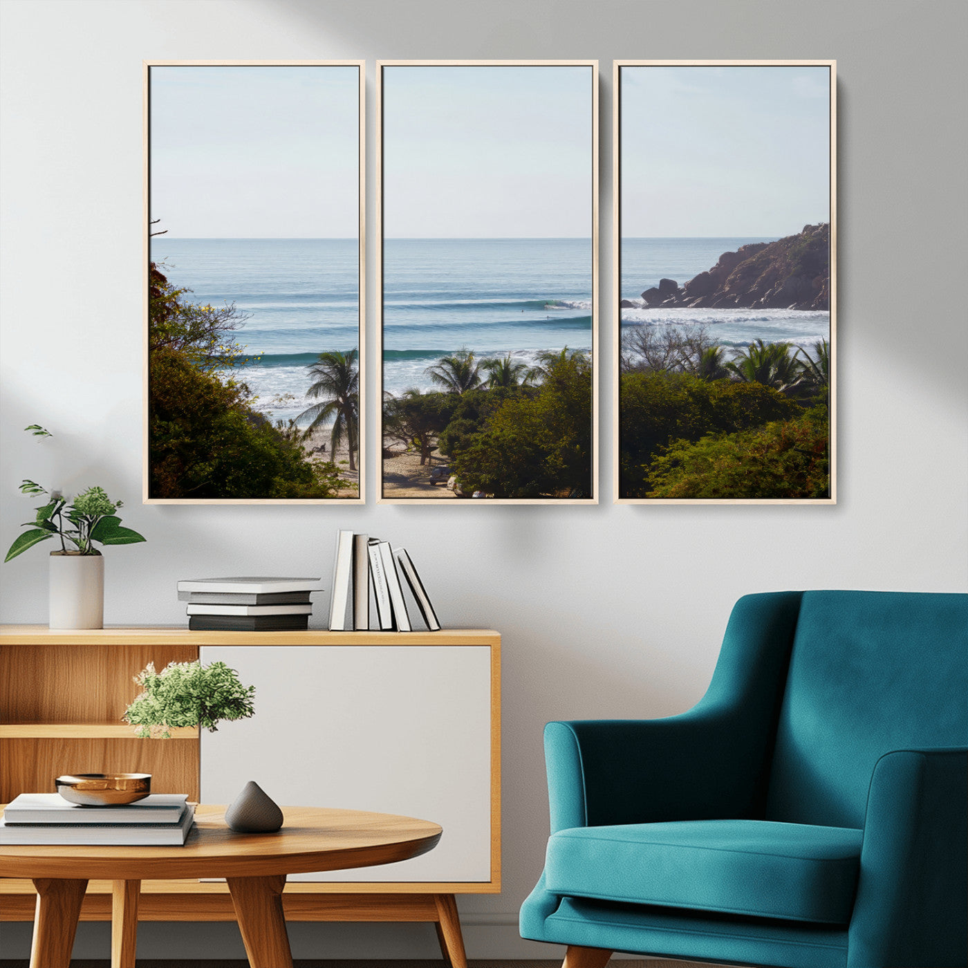 88336640-MGV-CV-36X24-Tropical Beach Scene Wall Art Canvas Print, Framed Coastal Photography Art Picture Print, Ocean Horizon Art Perfect Coastal Boho
