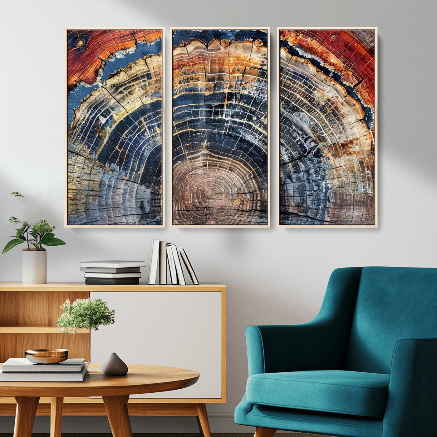 38987581-MGV-CV-36X24-Tree Ring Art Wall Art Canvas Print, Framed Rustic Wall Decor Art Picture Print, Nature Grain Print Perfect Modern Rustic Decor