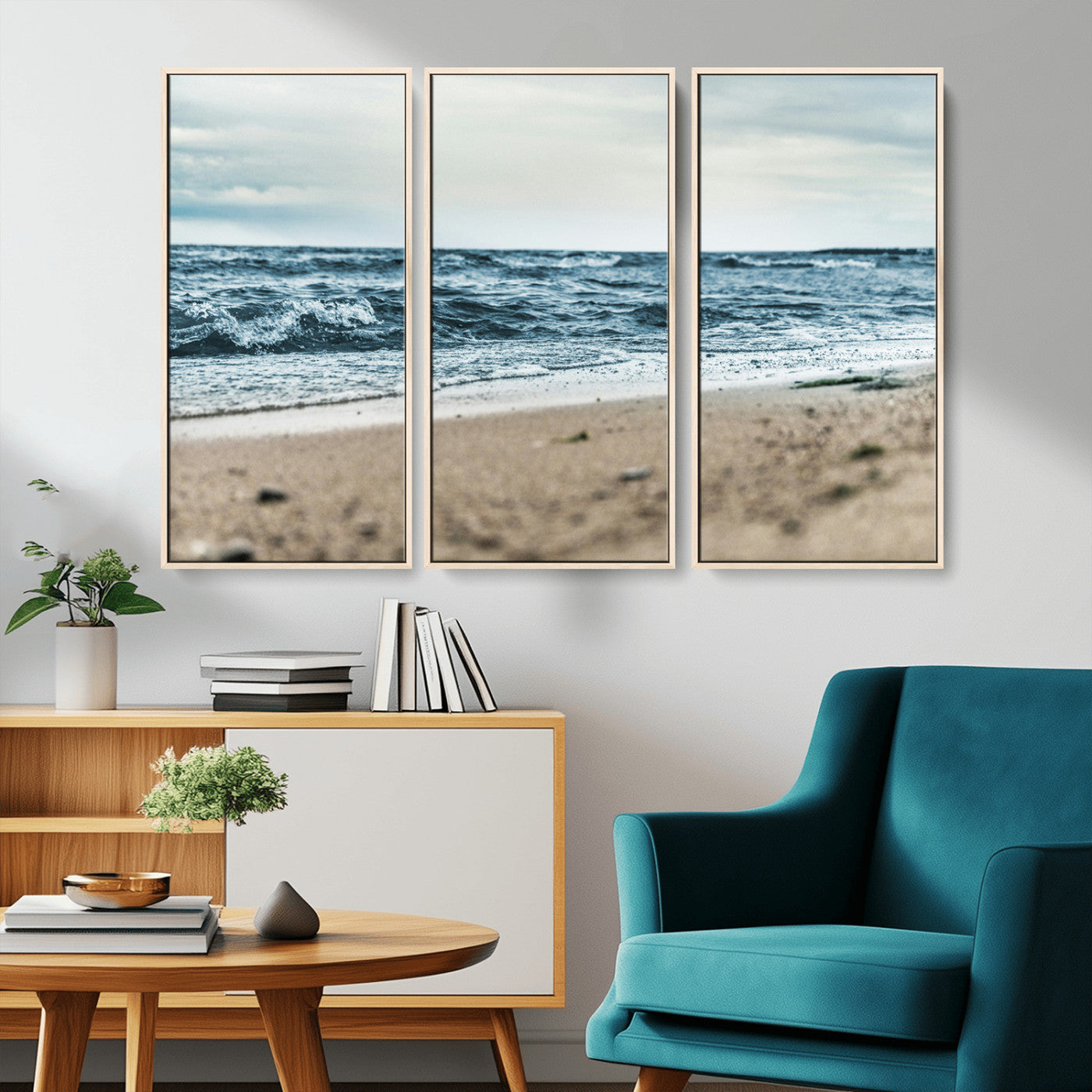 81812590-MGV-CV-36X24-Ocean Wall Art Wall Art Canvas Print, Framed Coastal Canvas Art Picture Print, Moody Seascape Perfect Coastal Minimalist Decor