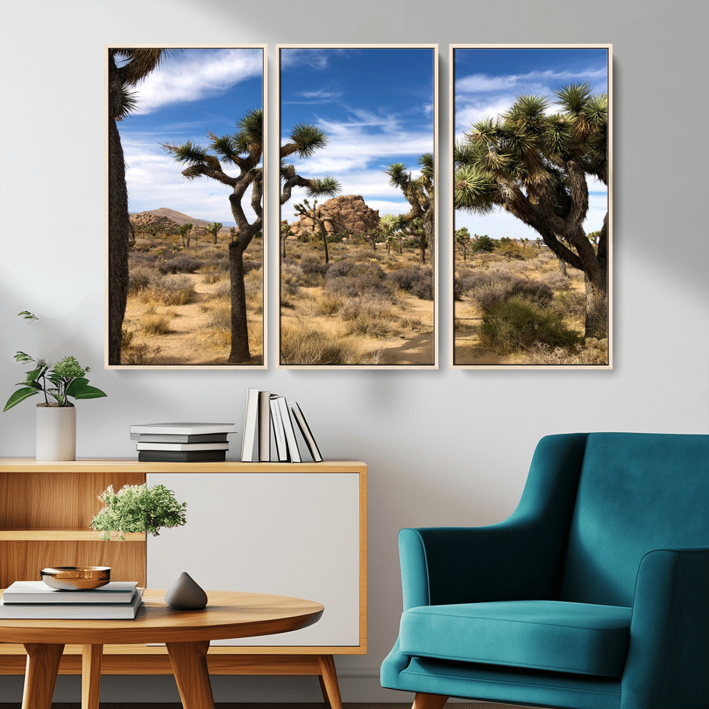 25722592-MGV-CV-36X24-Joshua Tree Desert Wall Art Canvas Print, Framed Southwestern Nature Art Picture Print, Rustic Earth Tones Perfect Southwestern