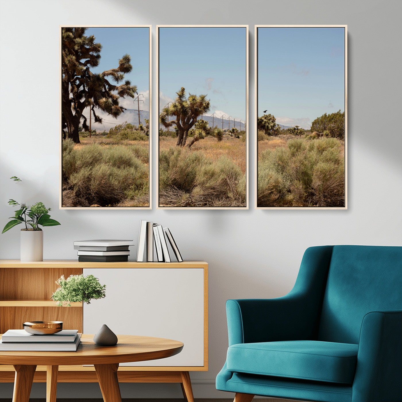 16114018-MGV-CV-36X24-Joshua Tree Wall Art Canvas Print, Framed Desert Landscape Art Picture Print, Mountain Horizon Perfect Southwestern Boho Decor