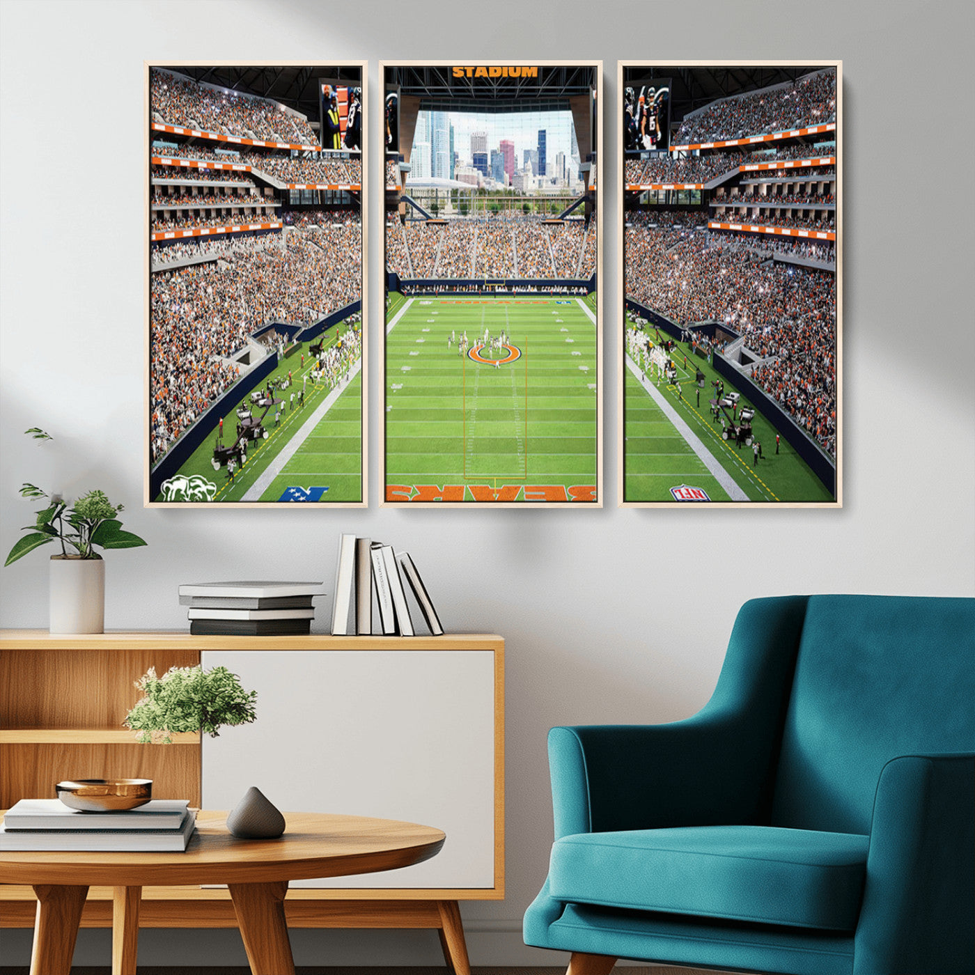 76935553-MGV-CV-36X24-Football Stadium Wall Art – Panoramic Game Day Canvas Print, Sports Decor for Man Cave, Office, Bar, or Living Room