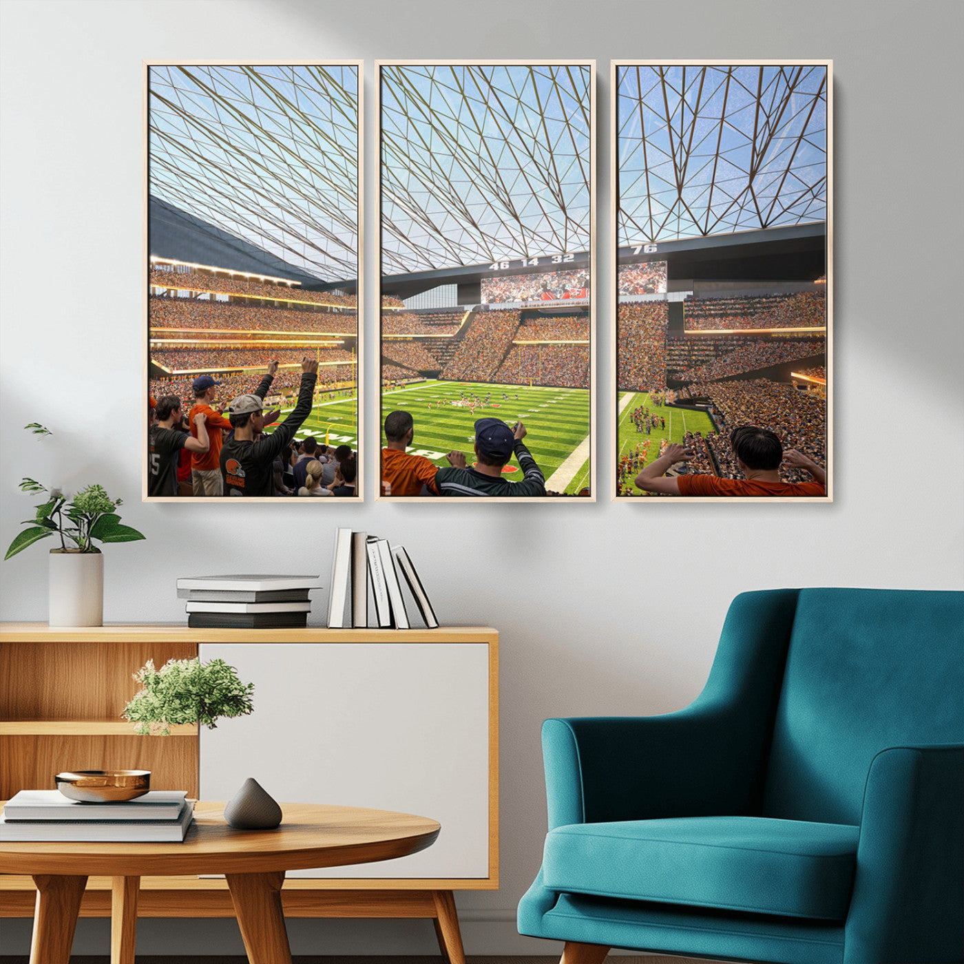 81960112-MGV-CV-36X24-Futuristic Football Stadium Wall Art – Modern Dome Arena Canvas Print, Chicago Bears Concept Design Sports Decor for Man Cave or