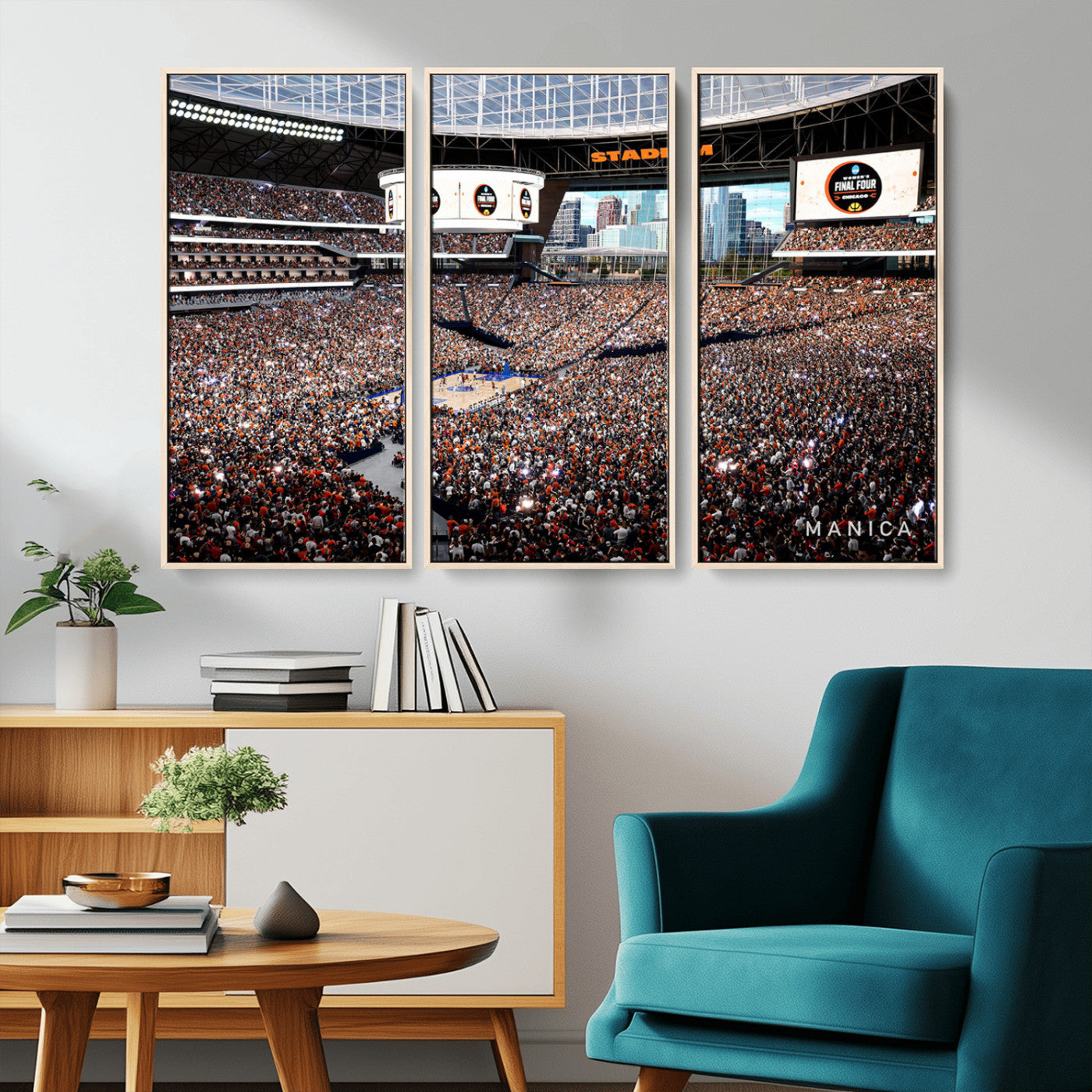 38616413-MGV-CV-36X24-Chicago Dome Stadium Wall Art – Futuristic Basketball Final Four Arena Canvas Print, Modern Sports Fan Decor for Man Cave or