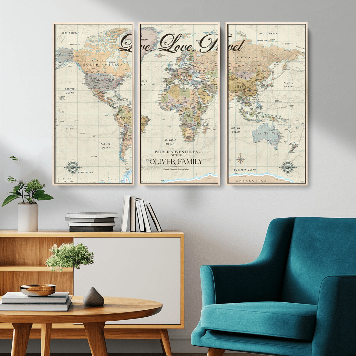 19479008-MGV-CV-36X24-Live Love Travel Wall Art – Detailed World Map Canvas Print, Adventure Decor for Living Room, Office or Bedroom, Travel Gift for