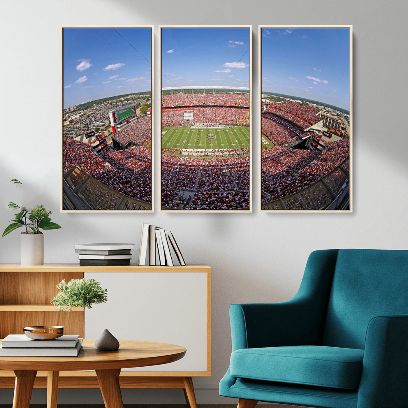 29492070-MGV-CV-36X24-Stadium Wall Art – Panoramic College Football Canvas Print, Game Day Crowd and Field Scene, Sports Photography Decor for Office,