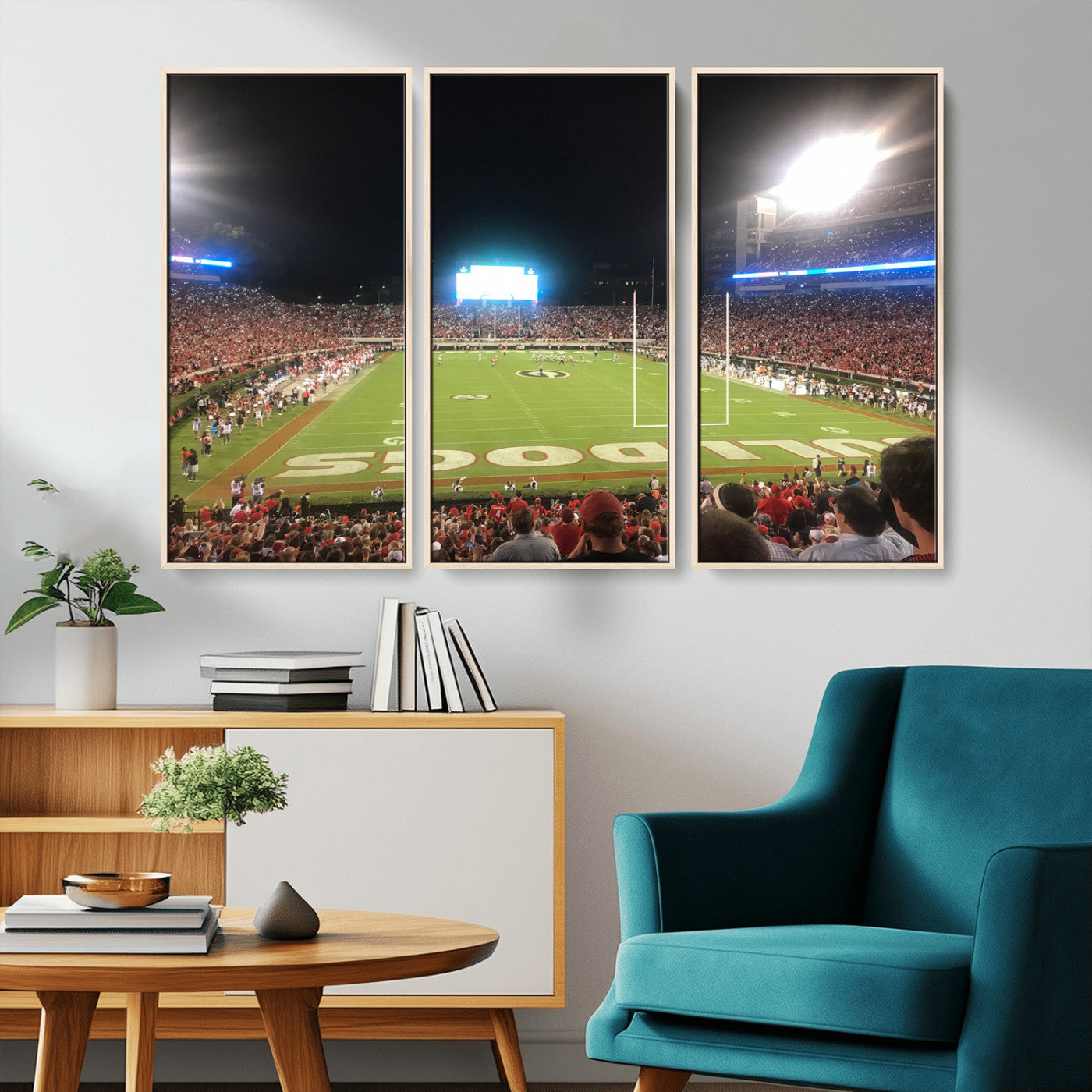 16230786-MGV-CV-36X24-Sanford Stadium Wall Art – Georgia Bulldogs Football Night Game Canvas Print, College Sports Decor for Man Cave, Bar, Office, or