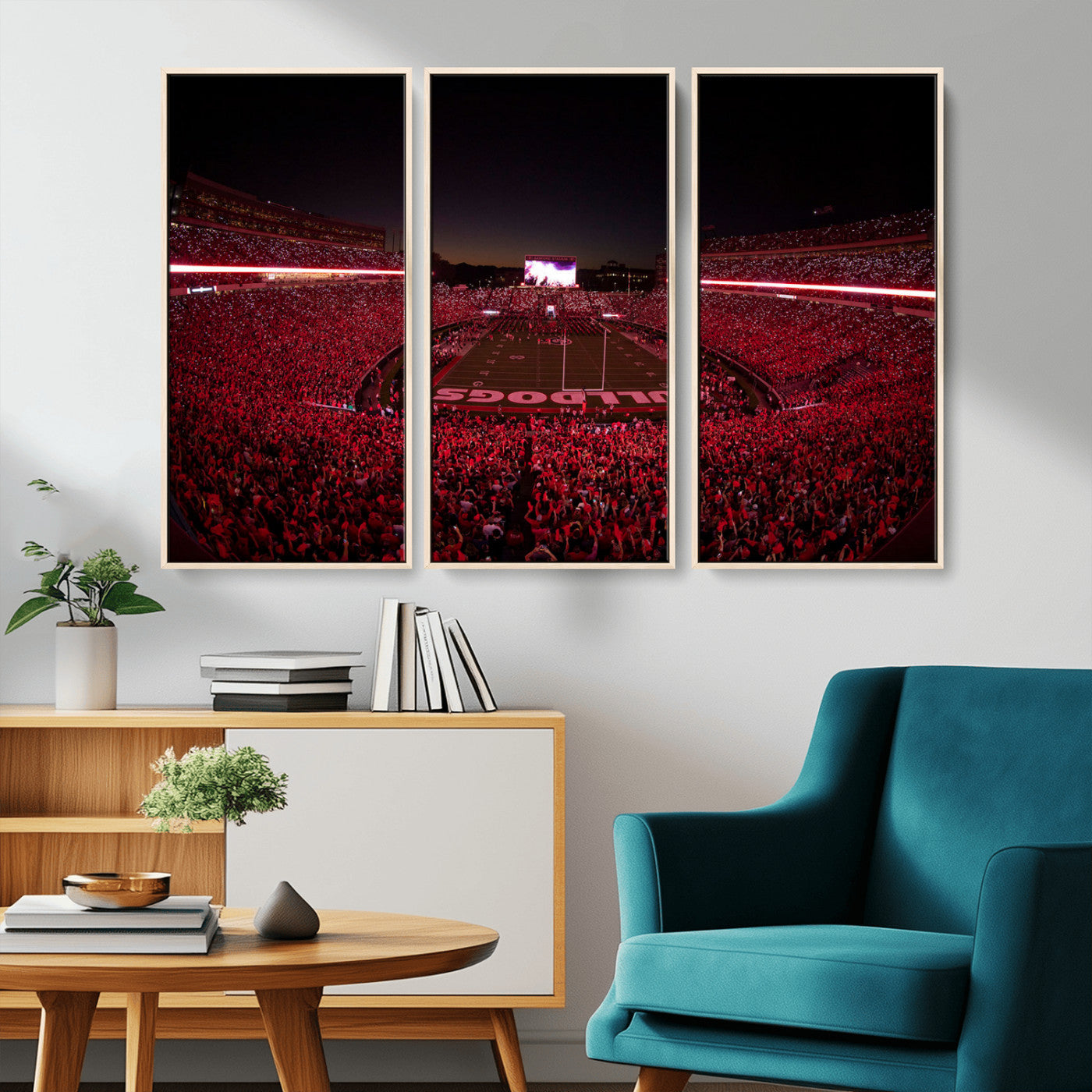 38331045-MGV-CV-36X24-Sanford Stadium Wall Art – Georgia Bulldogs Football Red Night Game Canvas Print, Electric College Sports Decor for Man Cave or