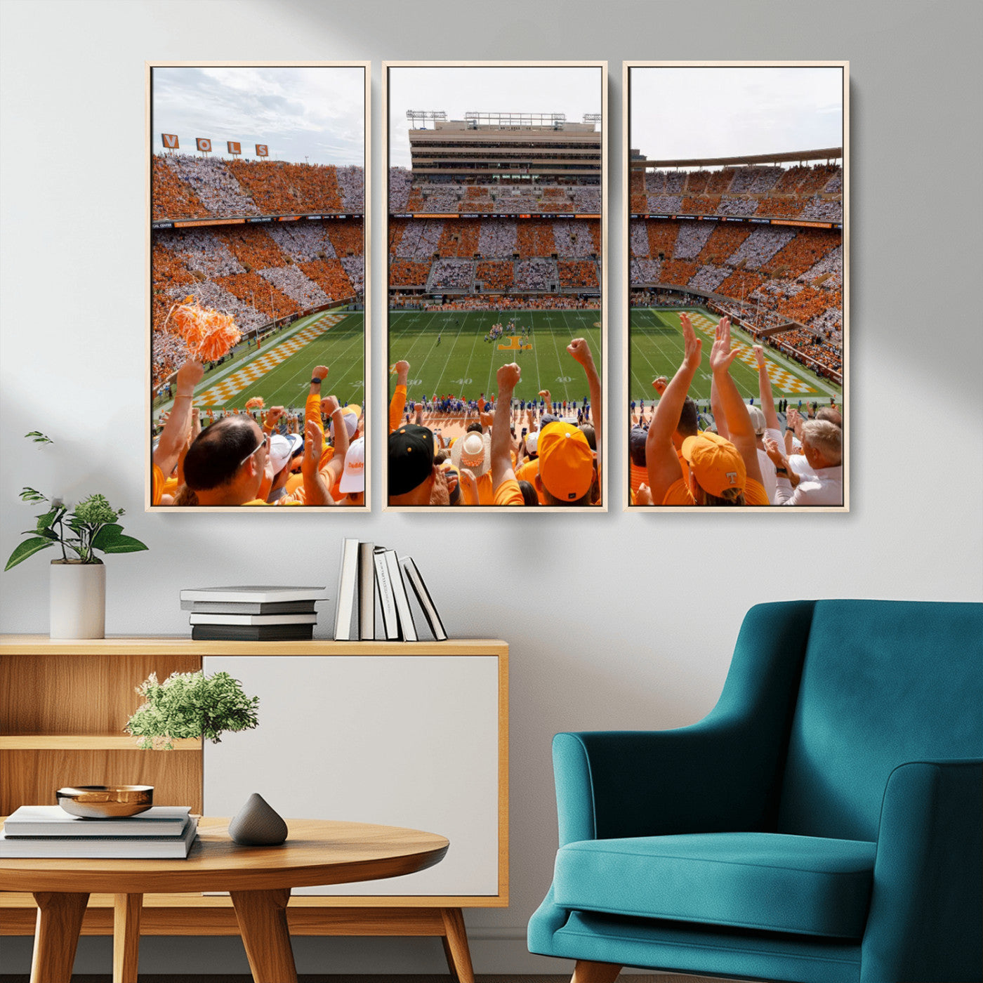 76011417-MGV-CV-36X24-Neyland Stadium Wall Art – Panoramic Tennessee Volunteers Checkerboard Crowd Canvas Print, Day Game Football Celebration Sports