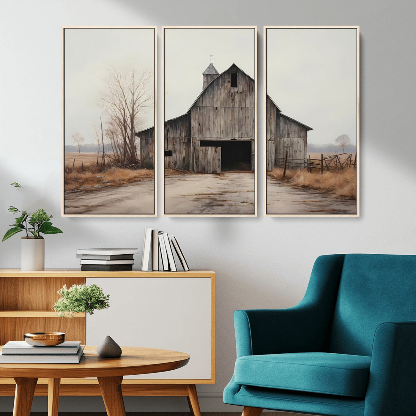 90499-MGV-CV-36X24-Old Barn Wall Art Canvas Print, Framed Rustic Barn Art Picture Print, Abandoned Farm Perfect Rustic Farmhouse Decor Artwork