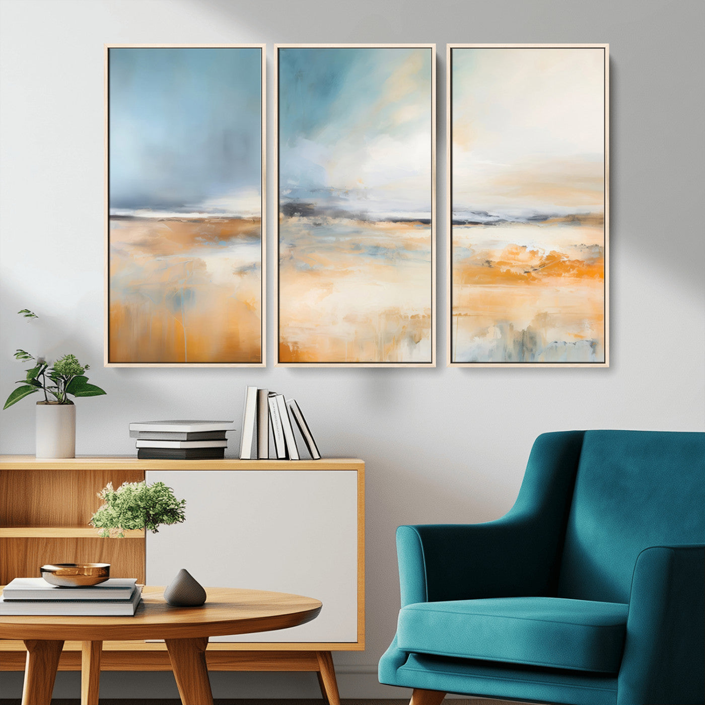 12135-MGV-CV-36X24-Soft Horizon Wall Art Canvas Print, Framed Golden Field Art Picture Print, Dreamy Horizon Perfect Minimalist Earthy Decor Artwork