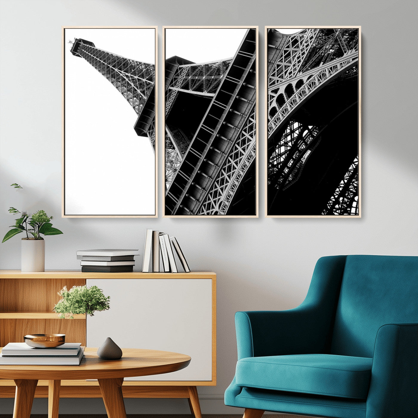 89033-MGV-CV-36X24-Eiffel Tower Wall Art – Dramatic Black and White Architectural Canvas Print, Modern Paris Decor for Office, Living Room or