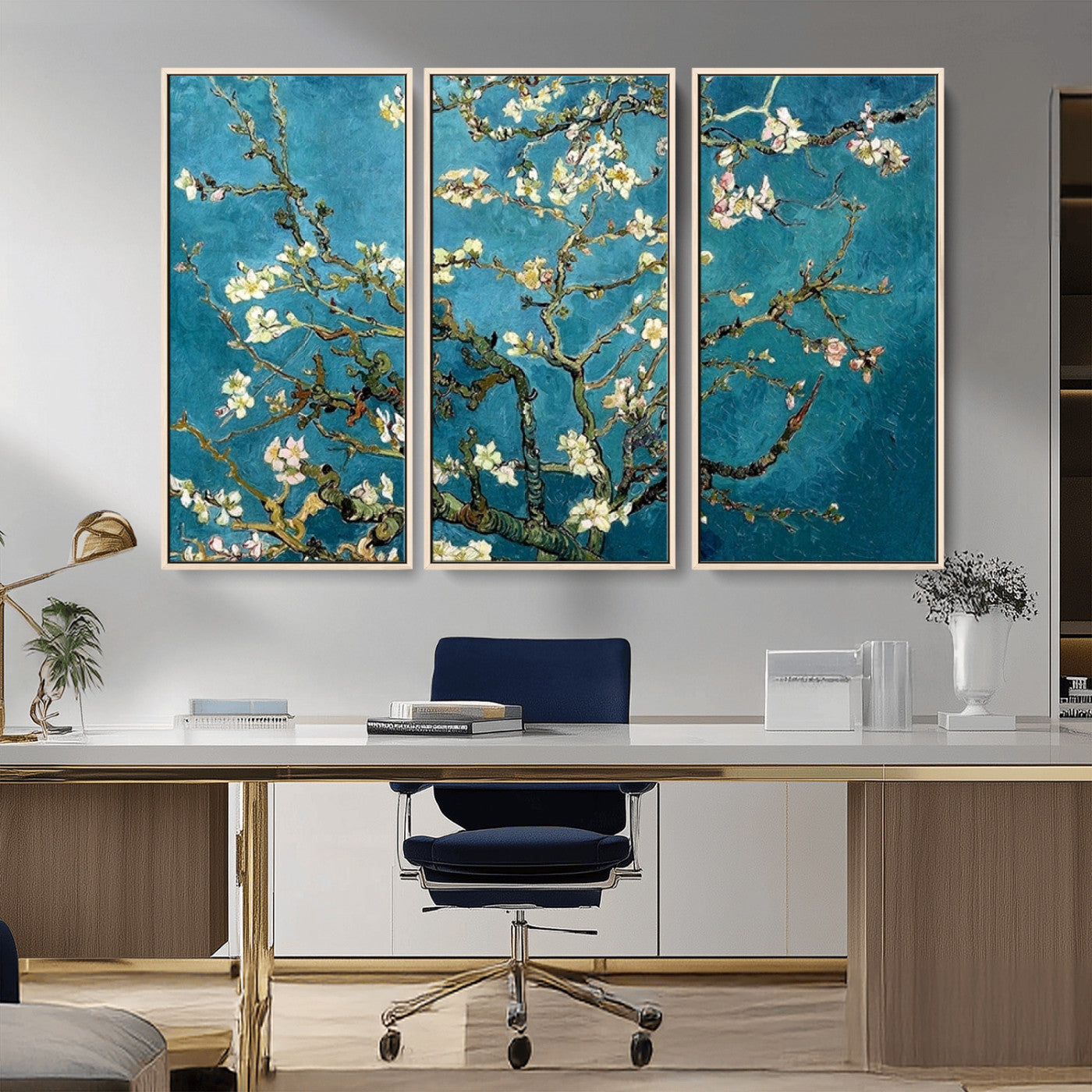 91714-MGV-CV-36X24-Almond Blossoms Wall Art – Handcrafted Van Gogh Inspired Floral Canvas Print, Beautiful Nature Decor for Living Room, Bedroom, or