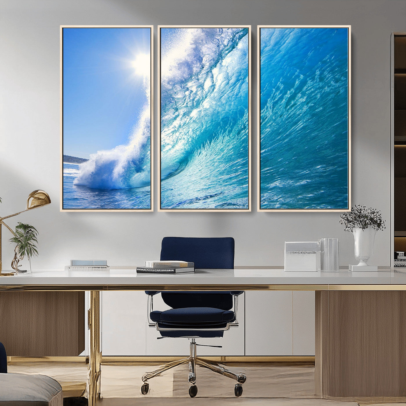 37494-MGV-CV-36X24-Ocean Wave Canvas Art – Stunning Blue Wave Photography, Coastal Wall Decor for Living Room, Bedroom or Office
