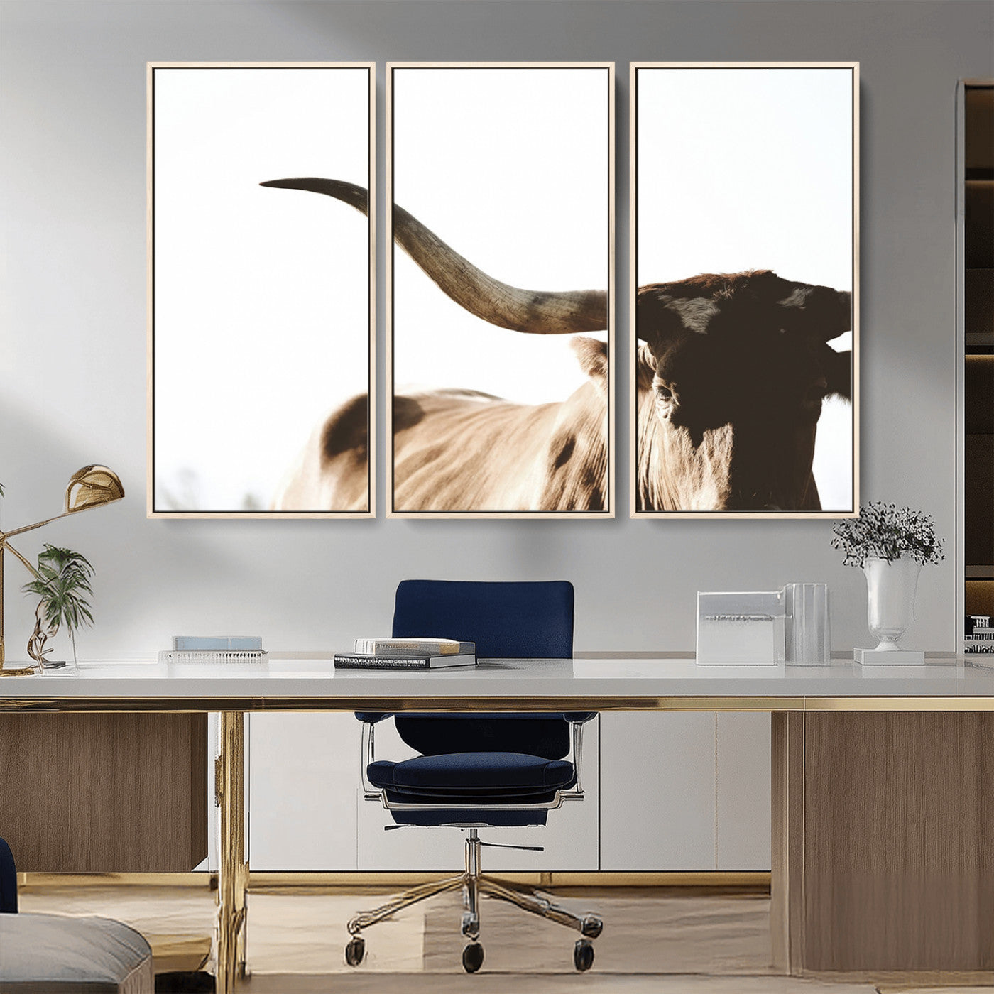 35866-MGV-CV-36X24-Texas Longhorn Wall Art – Rustic Western Bull Canvas Print, Farmhouse Animal Photography Decor for Living Room, Office, or Ranch