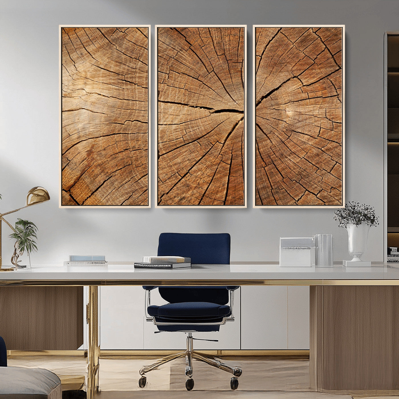 61710-MGV-CV-36X24-Tree Rings Wall Art – Rustic Wood Grain Canvas Print of Tree Trunk Cross Section, Nature Inspired Decor for Cabin, Office, Living