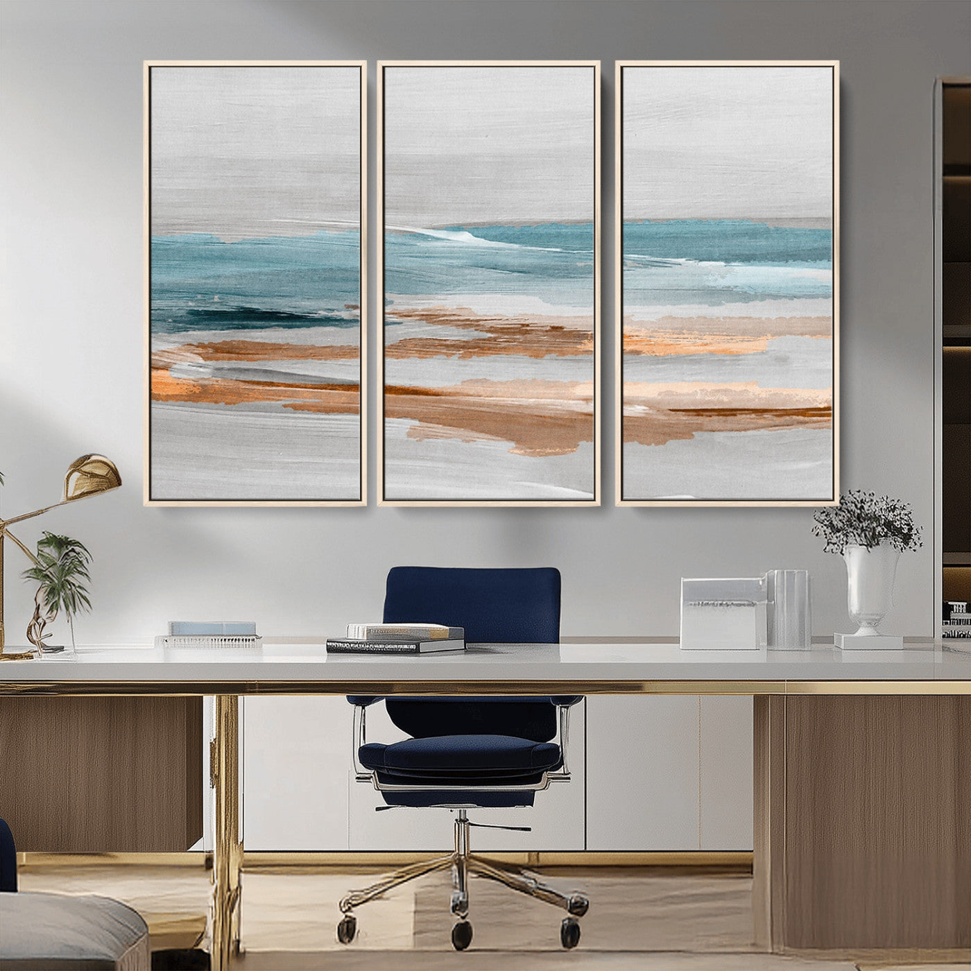 23430-MGV-CV-36X24-Abstract Coastal Wall Art – Modern Ocean Horizon Canvas Print, Minimalist Beach Scene Painting for Bedroom, Living Room, Office or