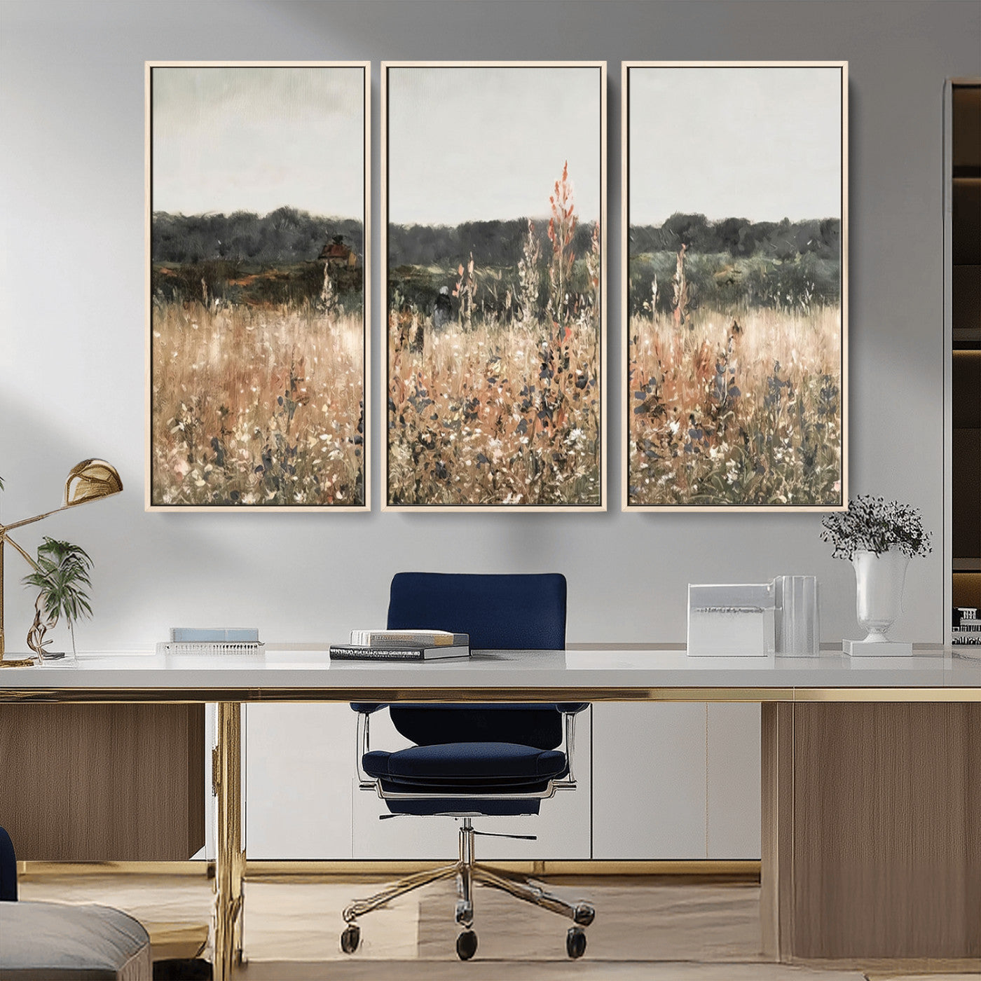 46308-MGV-CV-36X24-Wildflower Field Wall Art – Rustic Meadow Landscape Canvas Print, Country Nature Decor for Living Room, Bedroom or Farmhouse